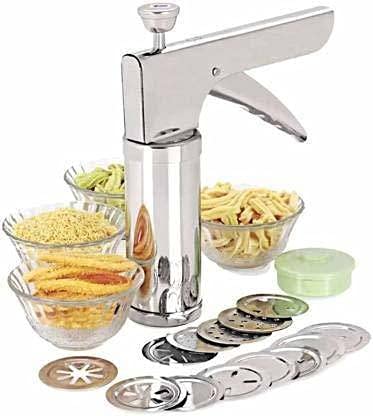 DBY Stainless Steel Kitchen Press Chakali Maker Noodles Murukku Maker Kitchen Tools of Namkeen and Snacks Maker Sancha Sev Chakli Gathiya Sevaiya Maker - Image 3