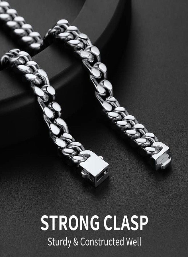 ChainsHouse Stainless Steel Mens Cuban Link Chain, Miami Cuban Chain Necklace for Men, 9mm Wide Hip Hop Mens Jewelry, 24" - Image 3