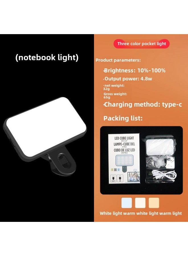 Direct Supply RGB Full Color Fill Light Mini Portable Led Pocket Light Outdoor Professional Shooting Gourmet Soft Light-Light Source Color: (Notebook Three-color Adjustable + Type-c Charging Model)  - Image 1
