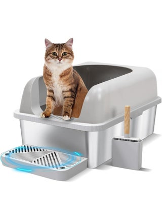 Extra Large Stainless Steel Cat Litter Box with High Wall Enclosed & Lid - pzsku/ZF1C184A436A34E43BB48Z/45/_/1713146337/57741f97-783f-499a-8834-dfc0eaff44fb