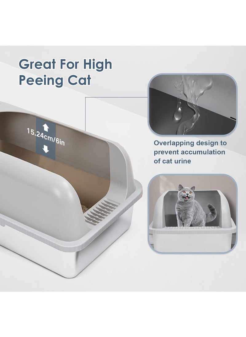 Generic - Extra Large Stainless Steel Cat Litter Box with High Wall Enclosed & Lid - Image 1
