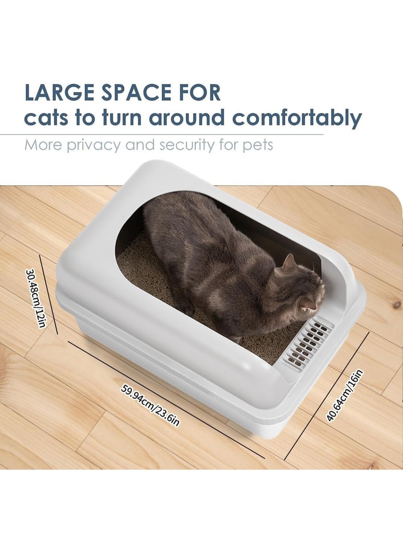 Generic - Extra Large Stainless Steel Cat Litter Box with High Wall Enclosed & Lid - Image 1