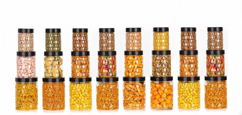 NARIYA Plastic PET Storage Jar and Container, Set of 24 BPA Free Food Grade Canisters Air Tight Jars for Kitchen |Plastic Kitchen Grocery |Kitchen Container (350 Ml, 650 ML. 1200 ML,Black - Image 5
