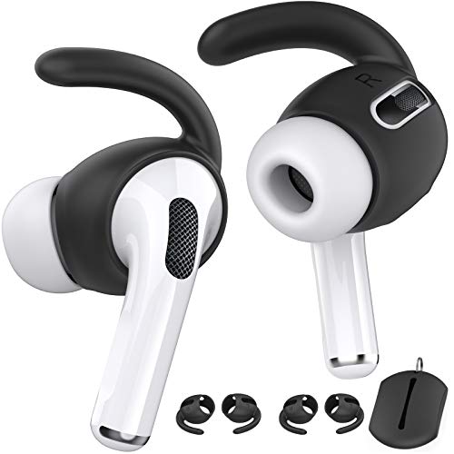 AhaStyle 3 Pairs AirPods Pro Ear Hooks Covers Accessories [Added Storage Pouch] Compatible with Apple AirPods Pro 2019 (Black) - Image 1