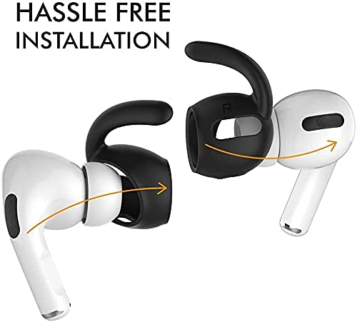 AhaStyle 3 Pairs AirPods Pro Ear Hooks Covers Accessories [Added Storage Pouch] Compatible with Apple AirPods Pro 2019 (Black) - Image 5