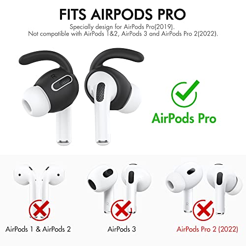 AhaStyle 3 Pairs AirPods Pro Ear Hooks Covers Accessories [Added Storage Pouch] Compatible with Apple AirPods Pro 2019 (Black) - Image 2
