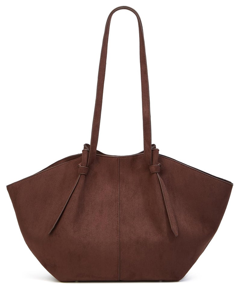 Niction 2 Pcs Suede Tote Bag for Women Trendy Crossbody Shoulder Purse Satchel Retro Hobo Purses Top Handle Handbags with Wallet - Image 1