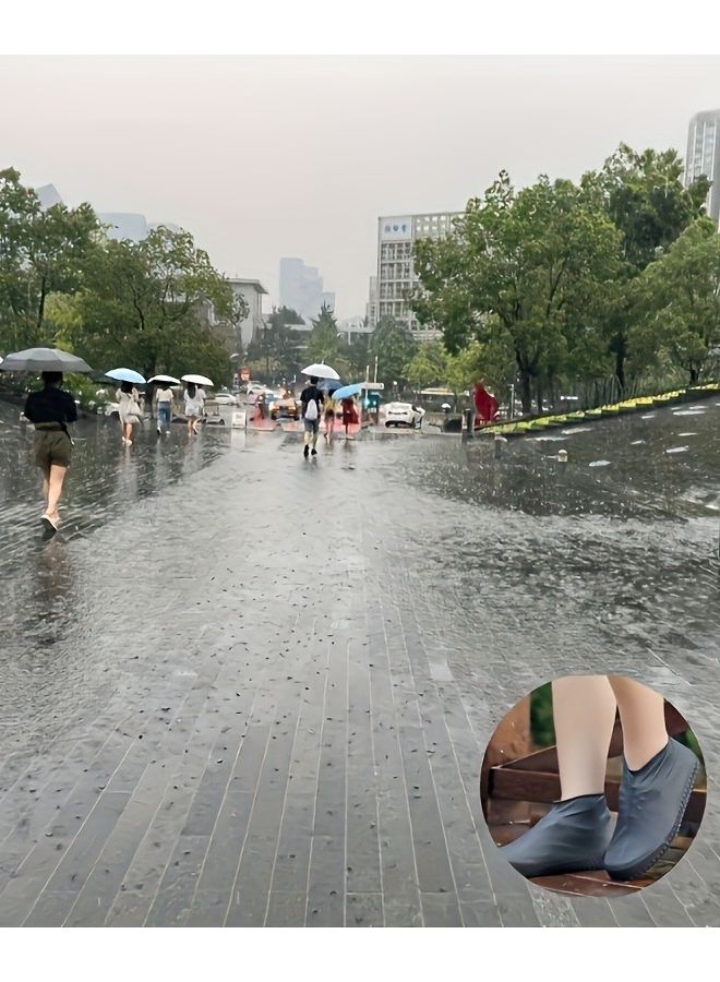 مجموعتان من أغطية الأحذية السوداء مقاومة للماء ومضادة للانزلاق متينة ومرنة وسهلة التنظيف للرجال والنساء - Image 5