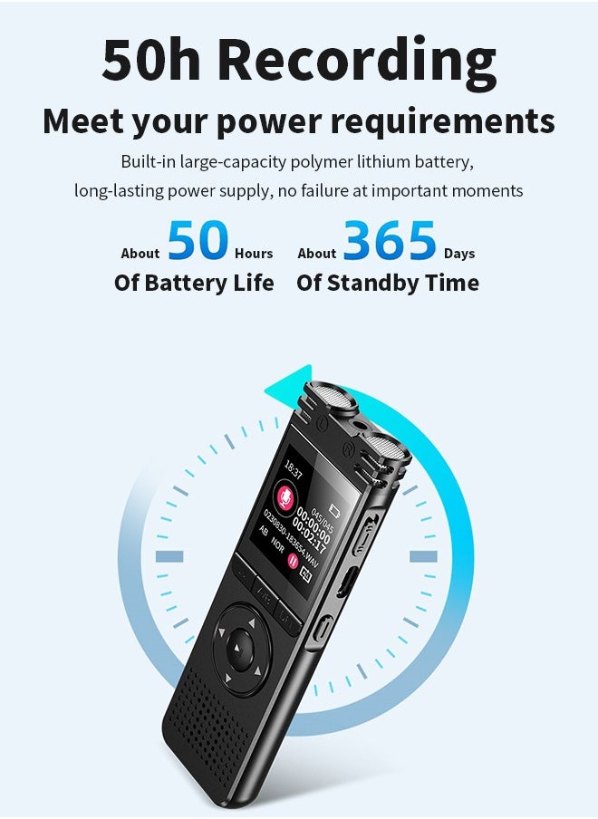 Voice recorder mic with Playback Function,32GB Digital Voice Recorder Audio Recording Device,Voice Activated Recorder with Noise Reduction Functionn,A-B Repeat,Mp3 Player for Lectures Meeting/Classe