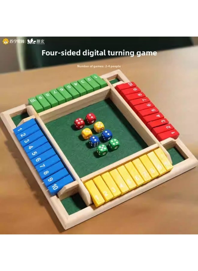 Generic - Four-sided Digital Flip Game Children's Puzzle Plus And Minus Logical Thinking Training Table Games Large Class Wooden Toys For The Elderly-Color:Log Color Turns Over From All Sides [red Background] - Image 1