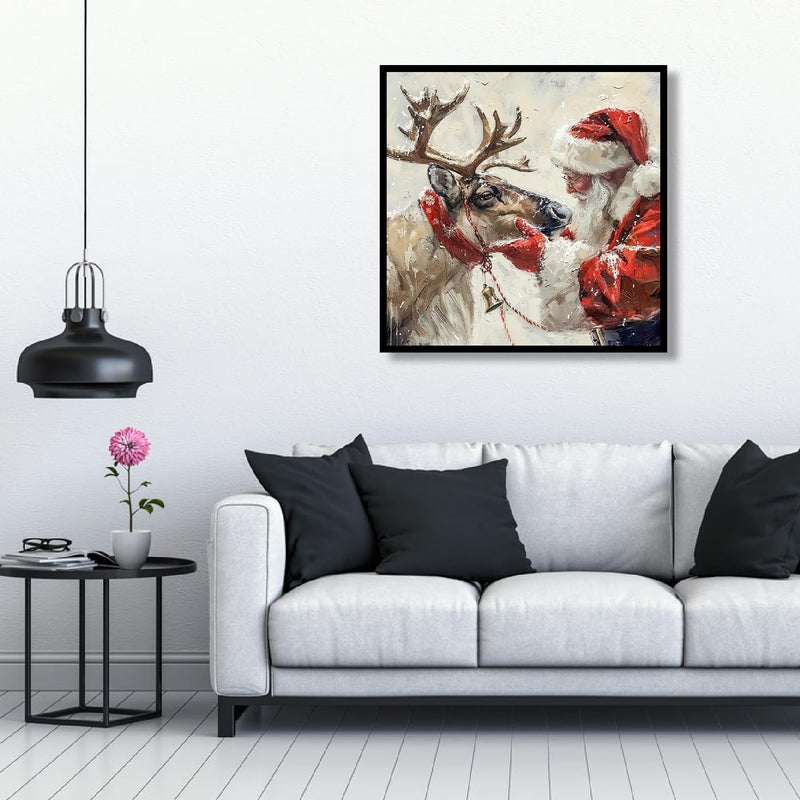 BOHADIY Christmas Diamond Art Kits for Adults-DIY 5D Santa Claus Deer Diamond Painting Kit for Adults Beginners, Full Drill Diamond Gem Art Painting Kits Xmas Crafts for Wall Art Decor 13.8x13.8in - Image 5