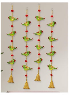 Generic JH Gallery Plastic Handmade Parrot Bells Decorative Lines Door Hanging Wall Hanging (Pack Of 4)  - Image 1