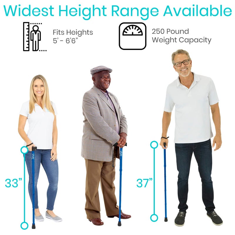 Vive Folding Cane - Foldable Walking Cane for Men, Women - Fold-up, Collapsible, Lightweight, Adjustable, Portable Hand Walking Stick - Balancing Mobility Aid - Sleek, Comfortable - Image 5