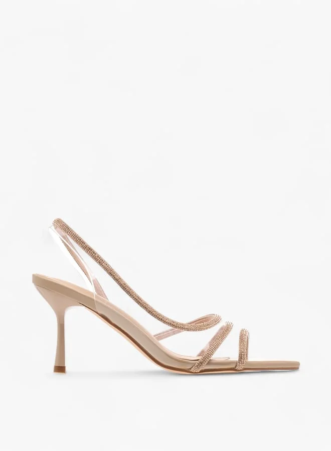 Women Embellished Slingback Sandals with Stiletto Heels