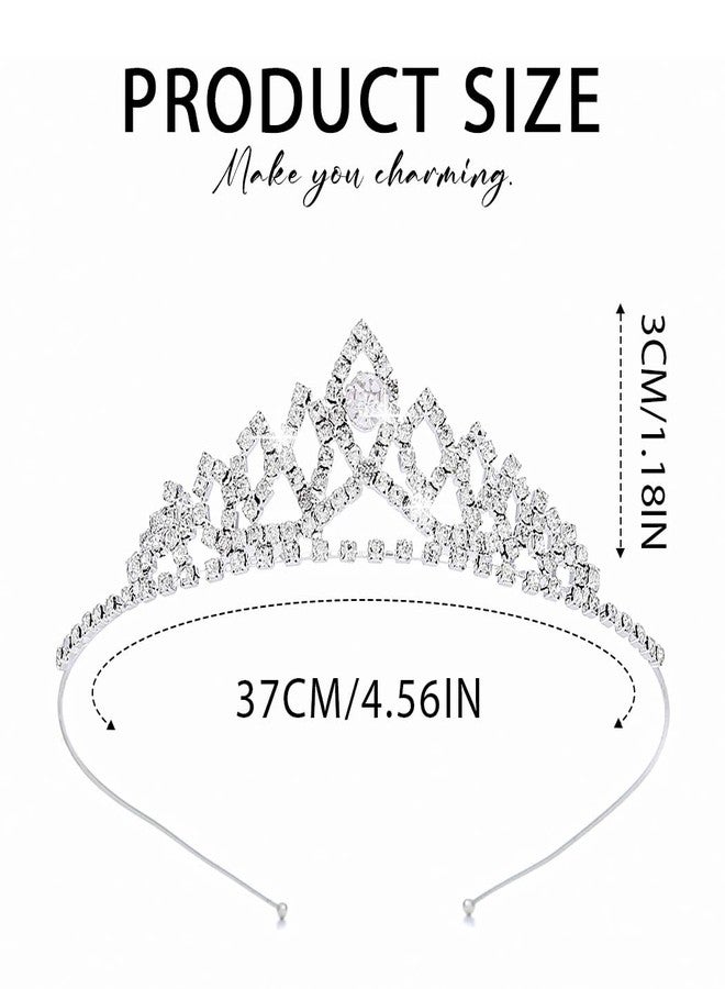 Kilshye Rhinestone Tiara Headband Silver Crystal Princess Tiaras Birthday Crown Headdress for Girls - Image 4