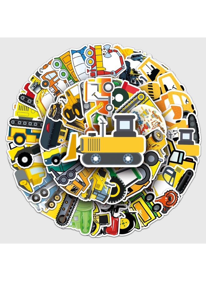 VTERLY 50PCS Construction Vehicles Stickers for Kids, Waterproof DIY Laptop Water Bottle Scrapbook Crafts Supplies - Image 1