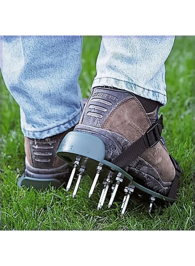 Model 1040 Green Grass Spikes Aerator Shoes Durable Plastic Iron 1.97inch Spikes Soil Loosening Nutrient Absorption Mowing Weeding - Image 3