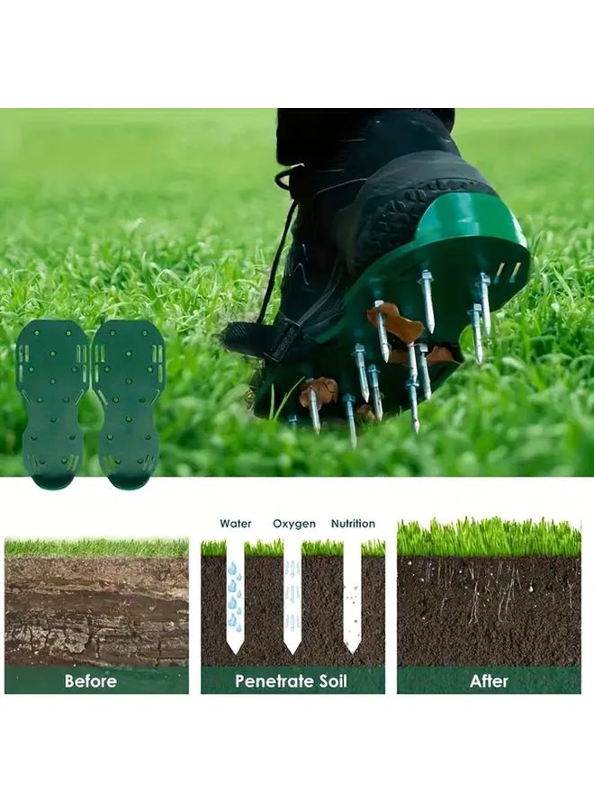 Model 1040 Green Grass Spikes Aerator Shoes Durable Plastic Iron 1.97inch Spikes Soil Loosening Nutrient Absorption Mowing Weeding - Image 2