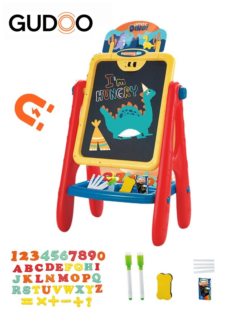 GUDOO Carton Kids Art Easel,Available on Both Sides,Clean and Dust-Free,Standing Magnetic Drawing Board - Image 1