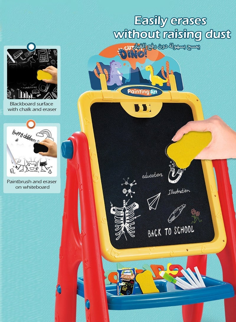 GUDOO Carton Kids Art Easel,Available on Both Sides,Clean and Dust-Free,Standing Magnetic Drawing Board - Image 3