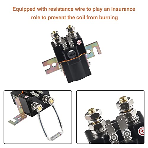 VANJING Golf Cart 48V Solenoid with Resistor 4 Terminal Solenoid Coil Compatible with Club Car DS 1995-up, Precedent Golf Carts 2004-2008 Replaces Part Number SW80-2028P 101908701 102774701 - Image 5