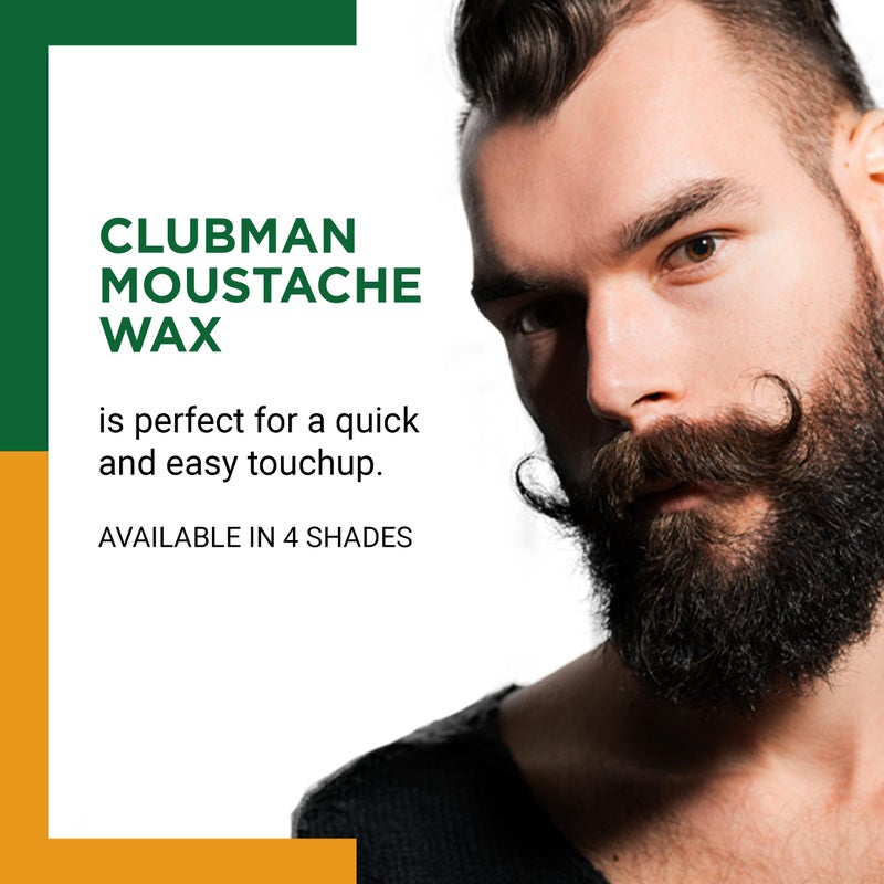 Clubman Moustache Wax â€“ Mustache Wax for Men Strong Hold, Neutral Color, Includes Styling Brush, Hang Pack, 0.5 oz - Image 2