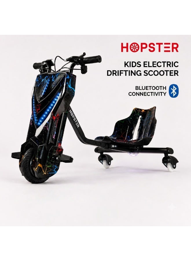 Hopster Kid's Advanced Electric Drift Scooter for Kids with 250W High-Power Motor, Large 8 inch wheels, Comfortable Racing Seat, Rear Drift Wheel System, Long-Lasting Rechargeable Battery, Black - Image 4