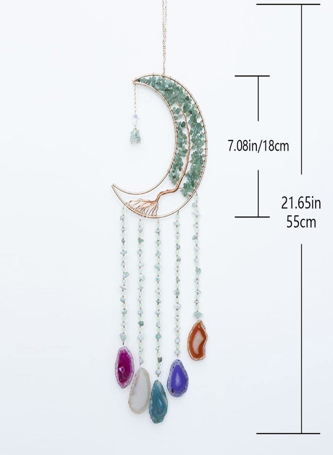 Dreamsum Green Agate Dream Catchers with Crystal Tree of Life Gemstone Dream Catchers Natural Gem Agate Wall Hangings Room Dreamcatchers Decor (Green) - Image 3