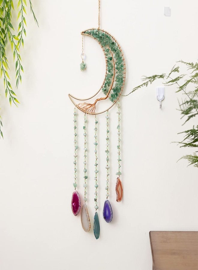 Dreamsum Green Agate Dream Catchers with Crystal Tree of Life Gemstone Dream Catchers Natural Gem Agate Wall Hangings Room Dreamcatchers Decor (Green) - Image 4