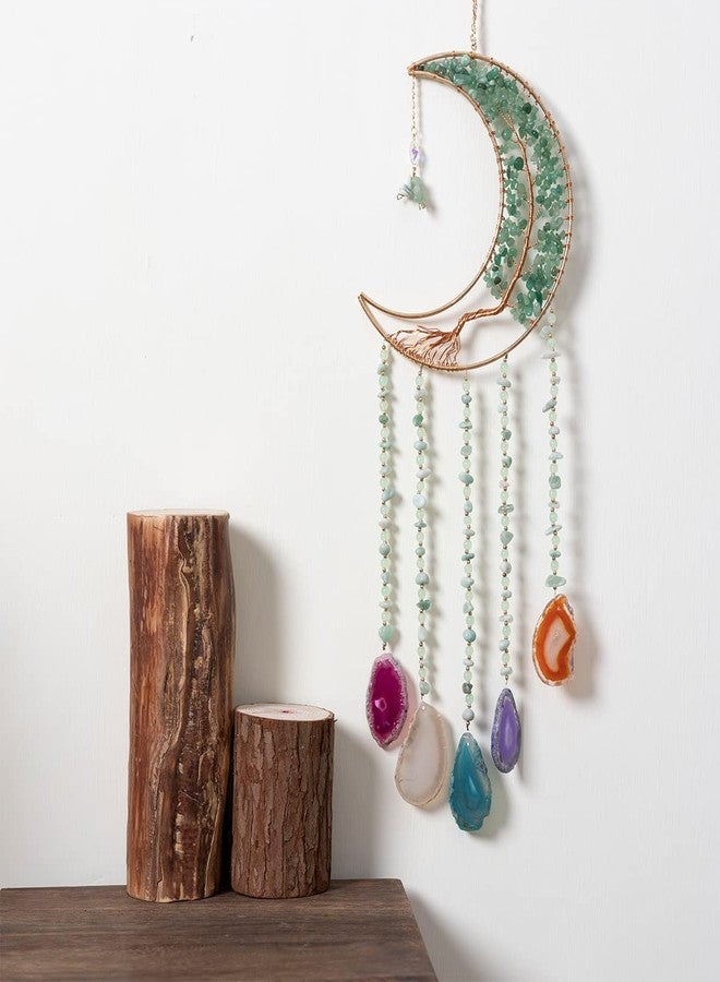 Dreamsum Green Agate Dream Catchers with Crystal Tree of Life Gemstone Dream Catchers Natural Gem Agate Wall Hangings Room Dreamcatchers Decor (Green) - Image 5