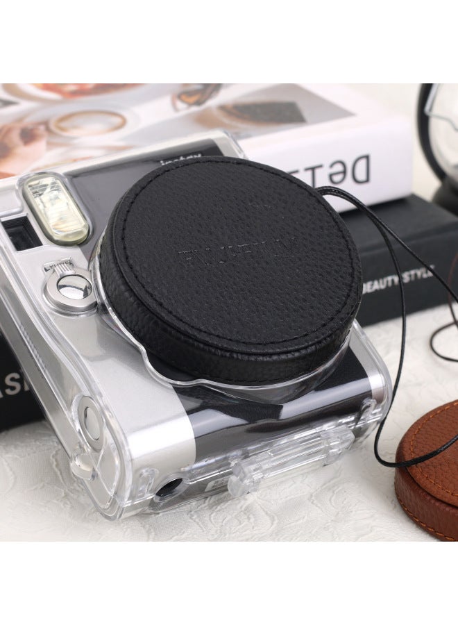 Anti-lost Protective Cover Lens Accessories Suitable For The Lens Cover Of The Camera Of The Mini90 Aluminum Alloy Imitation Litchi Pattern-Color:Mini90 Lens Cap Brown (no Logo)  - Image 5