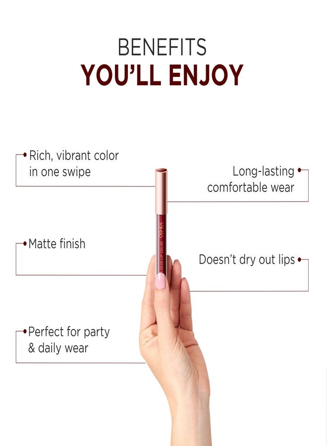 Oshea Skin Perfect HD LIQUID LIP COLOR High Definition & Ultra Pigmented Enriched with Vitamin -E (2.6 ML (Pack of 1), WINE & DINE -06) - Image 4