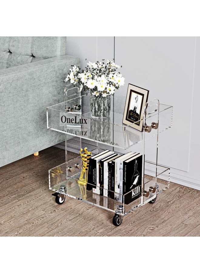 ONELUX (Flat Packed) Original Acrylic Side Table,Clear Table with Wheels,Rolling Storage cart,Acrylic Bedside Tables/Night Stand - 41×34×48H cm - Image 2