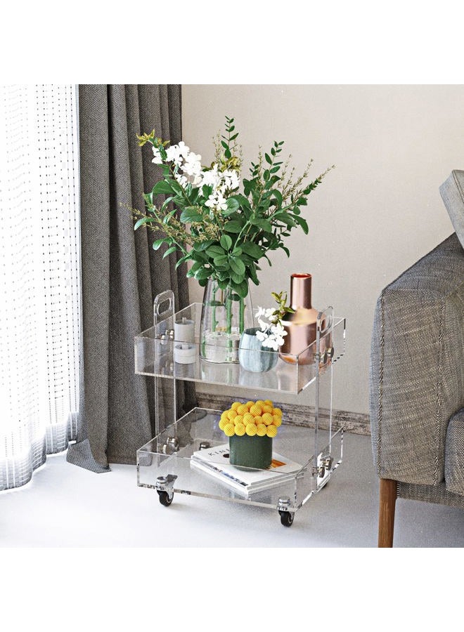 ONELUX (Flat Packed) Original Acrylic Side Table,Clear Table with Wheels,Rolling Storage cart,Acrylic Bedside Tables/Night Stand - 41×34×48H cm - Image 3