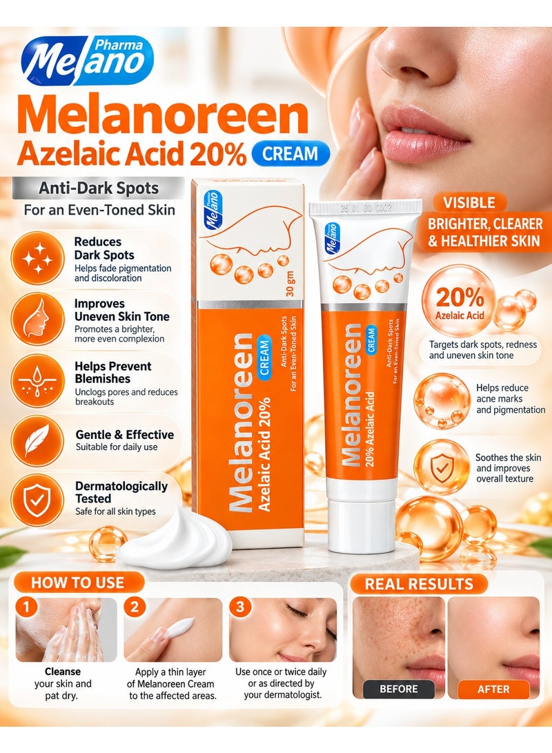 Melano Pharma Melanoreen Azelaic Acid 20% Cream 30 g - Image 2