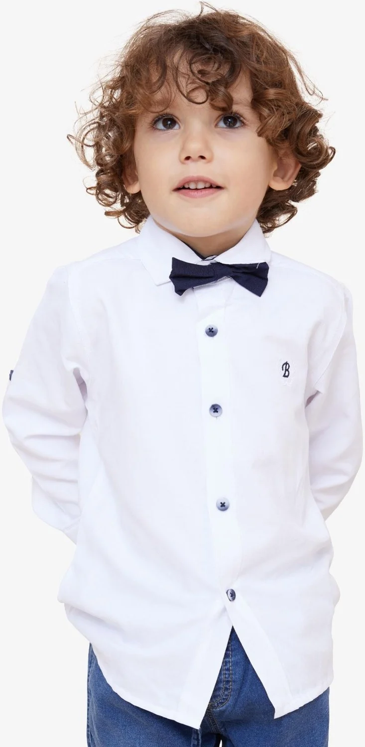 Breeze Boy's Shirt with Bow Tie, Age 3-7, White