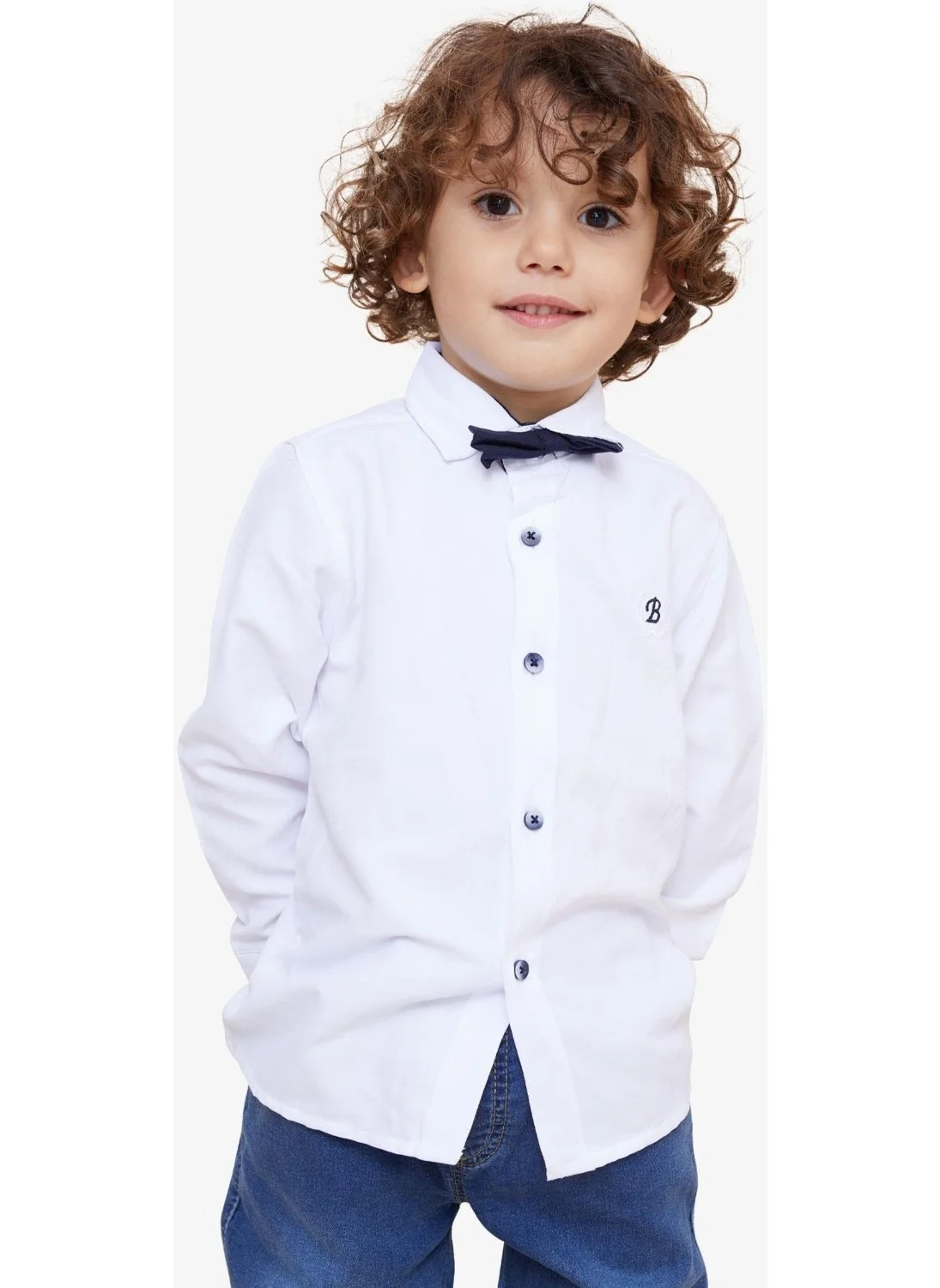Breeze Boy's Shirt with Bow Tie, Age 3-7, White