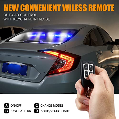 Xprite شريط ضوء الطوارئ Xprite للإشارات المرورية، شريط ضوء مزدوج، مصابيح تحذيرية وميض مع جهاز تحكم عن بعد وصندوق تحكم، للمركبات الخاصة بالشرطة والشاحنات - أبيض وأزرق - Image 2