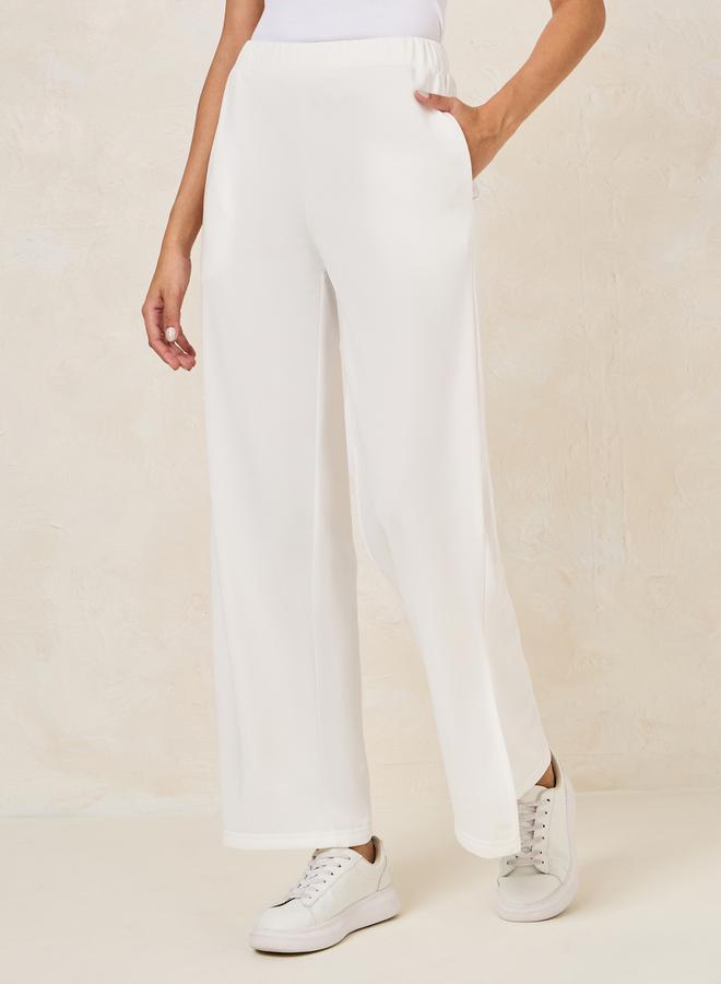 Styli Wide Leg Joggers with Side Seam Slit  - Image 1