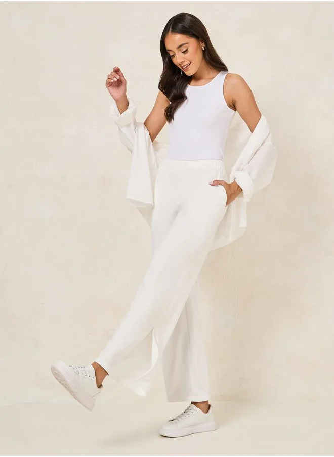 ستايلي Wide Leg Joggers with Side Seam Slit