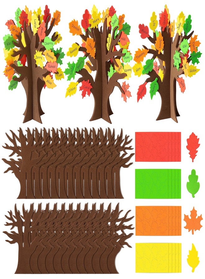 CY2SIDE 12PCS Fall Thankful Trees Foam Craft Kits Make Your Own DIY Thanksgiving Trees Decorations Thankful Craft Supplies Home School Fun Activities for Kids Gratitude Tree DIY Fall Foam Craft Kit - Image 1