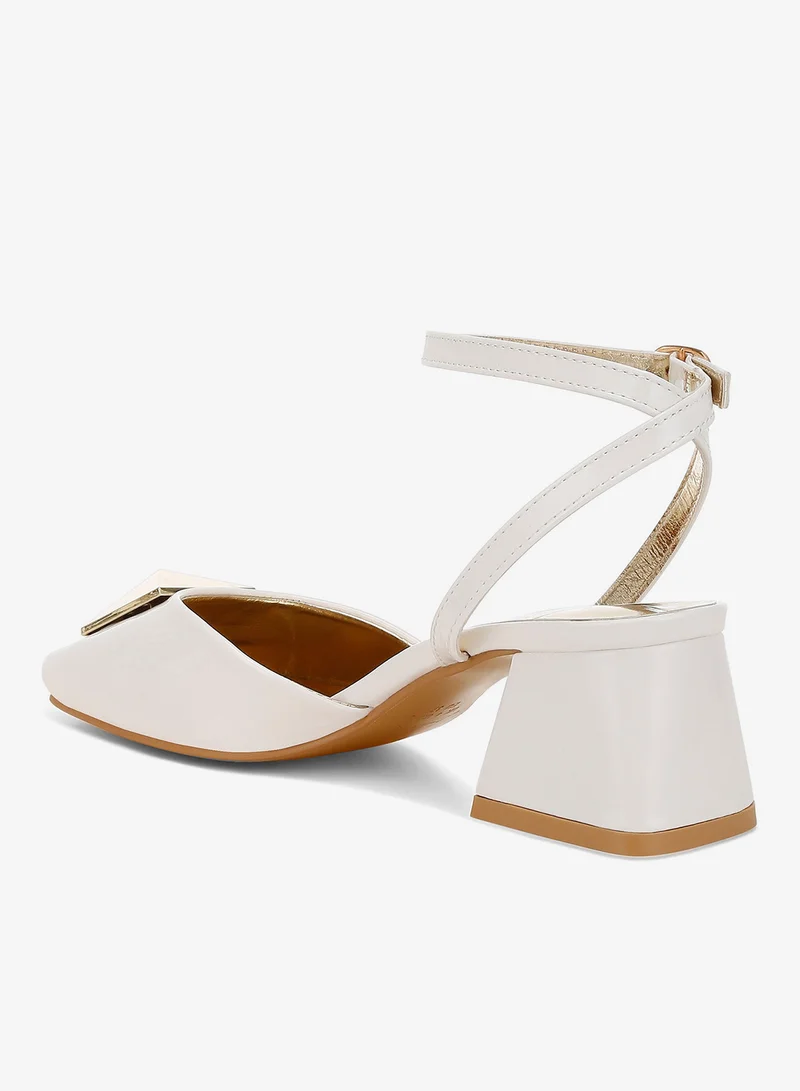 London Rag Off White Brooch Detail Ankle Strap Sandals in Off White for Women | Best Price UAE