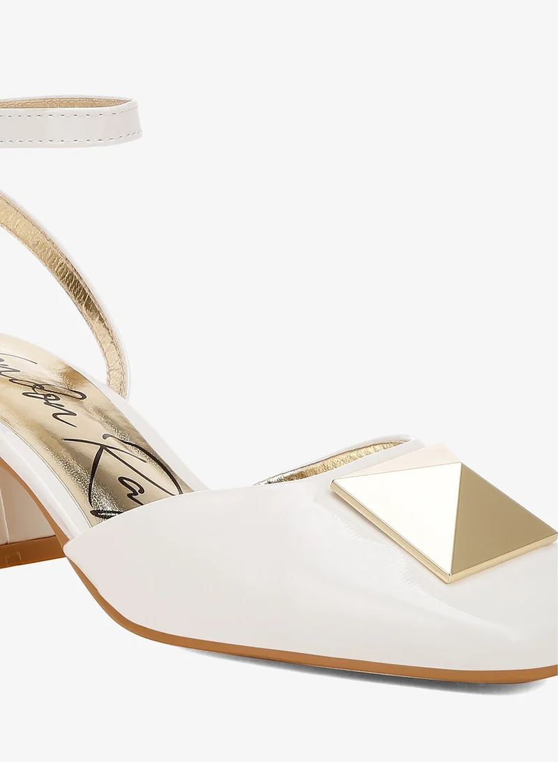 London Rag Off White Brooch Detail Ankle Strap Sandals in Off White for Women | Best Price UAE