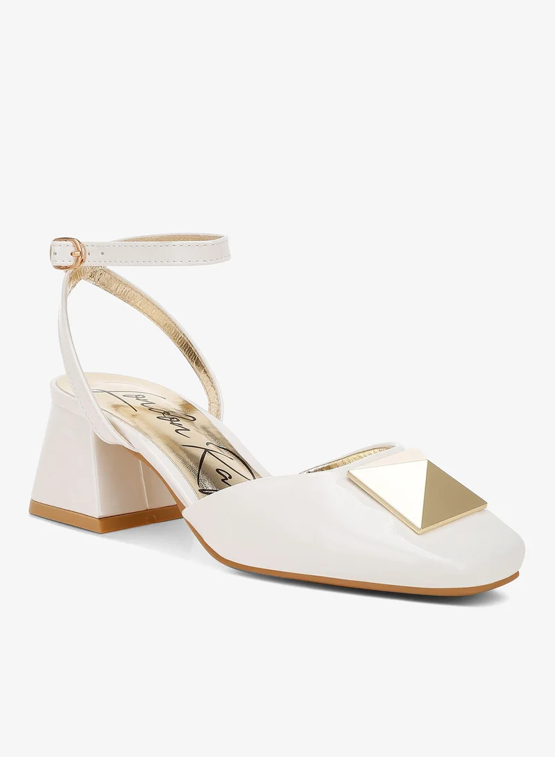 London Rag Off White Brooch Detail Ankle Strap Sandals in Off White for Women | Best Price UAE