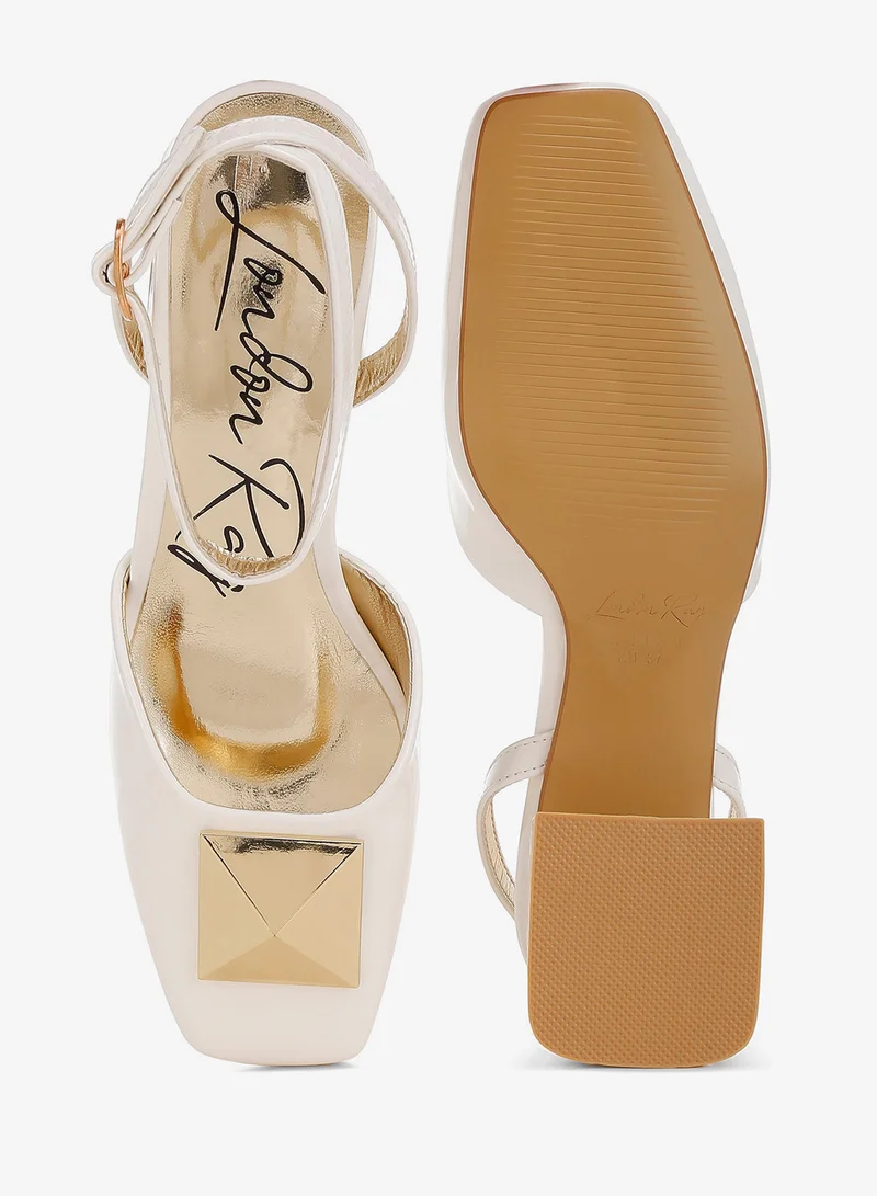 London Rag Off White Brooch Detail Ankle Strap Sandals in Off White for Women | Best Price UAE