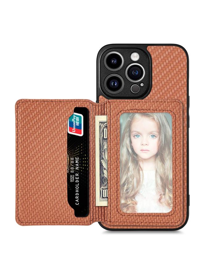 S-TOP Case For iPhone 13 Pro Max Carbon Fiber Magnetic Card Bag Phone Case - Image 1
