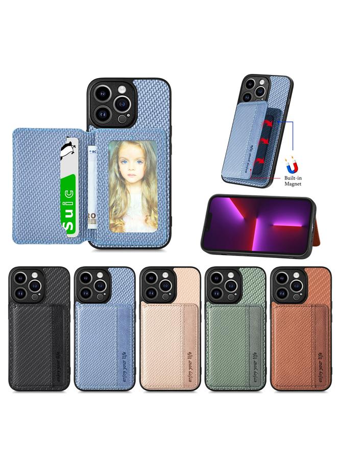 S-TOP Case For iPhone 13 Pro Max Carbon Fiber Magnetic Card Bag Phone Case - Image 4