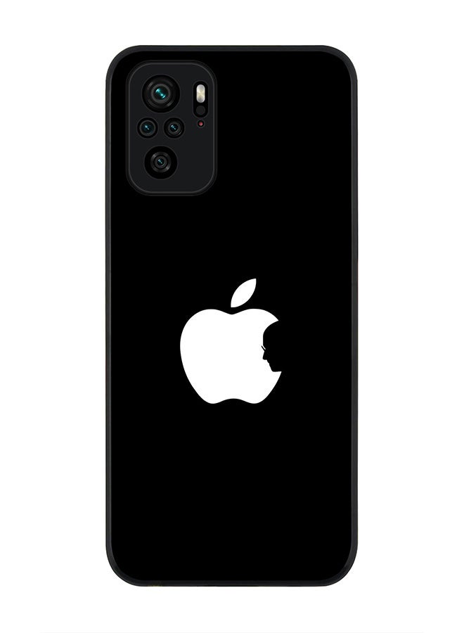 Stylizedd Rugged Black edge case for Xiaomi Poco M5s Slim fit Soft Case Flexible Rubber Edges Anti Drop TPU Gel Thin Cover - Steve's Apple - Black - Image 1