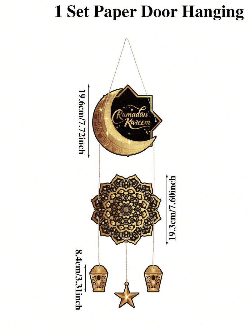 Ramadan Kareem Door Hanging Decoration with Moon Lantern and Star for Home Decor - Image 4