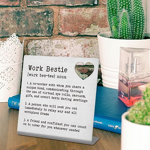 FTONENI Work Bestie Gifts for Women Funny Office Desk Decor Sign Going Away Gift Farewell Gifts Retirement Gifts Leaving Gifts for Coworkers Friendship Gift Work Bestie Definition Gifts - TZB14 - Image 4